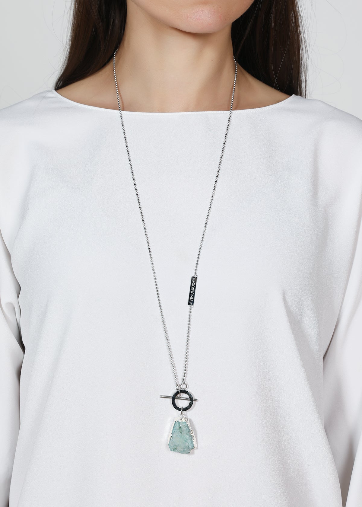 Limitless necklace in steel, aqua - Rocking Vibe