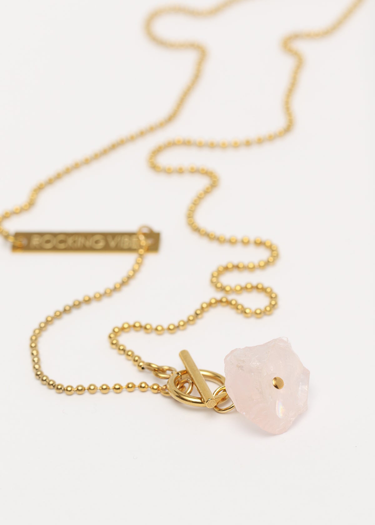 Origin necklace in gold with rose quartz - Rocking Vibe