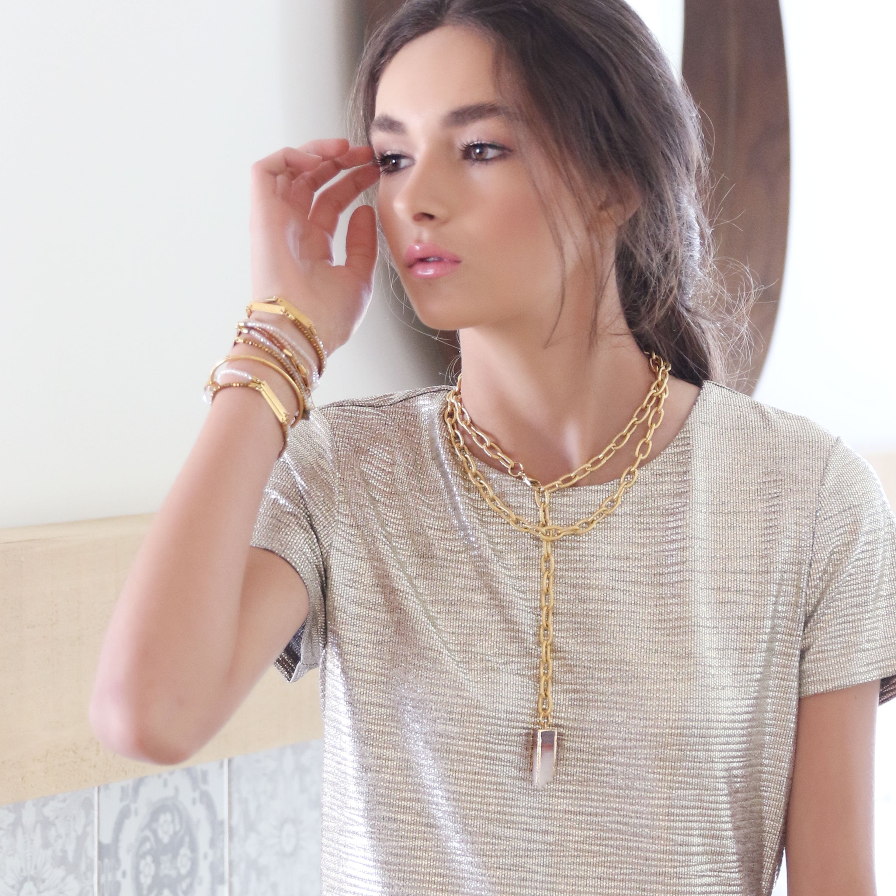 Rebel bracelet in gold, adjustable - Rocking Vibe
