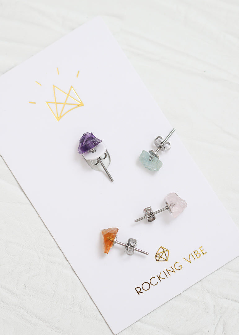 Rock Stud Amethyst earring (single) - Rocking Vibe