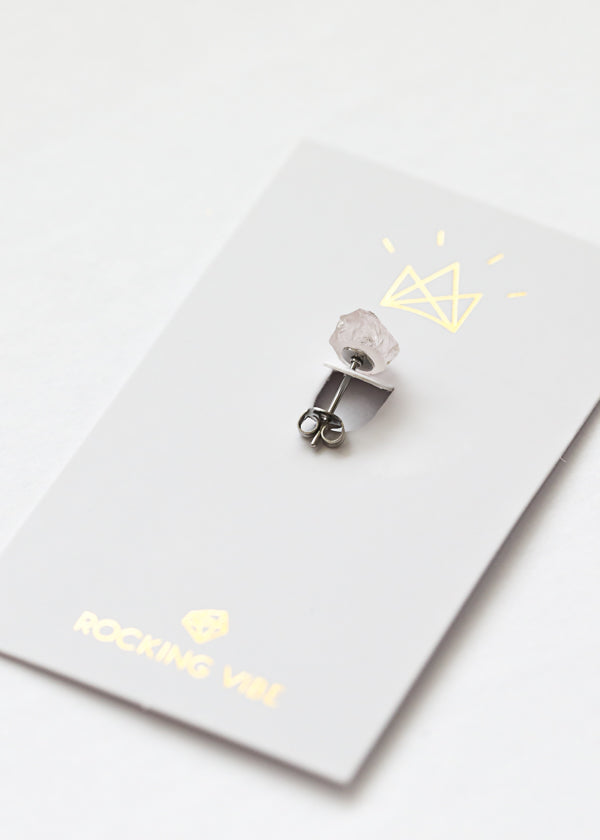 Rock Stud Rose Quartz earring (single) - Rocking Vibe