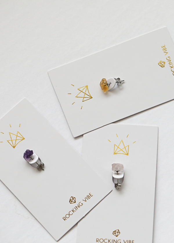 Rock Stud Rose Quartz earring (single) - Rocking Vibe