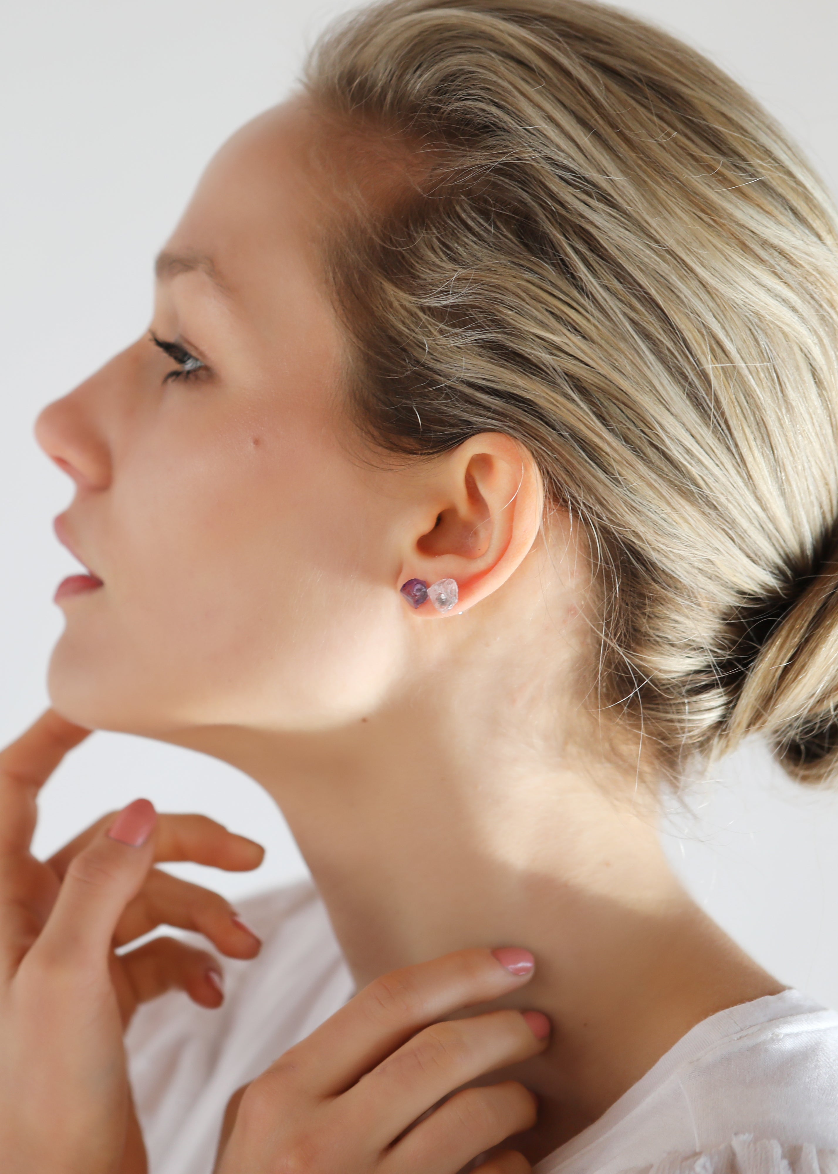 Rock Stud Rose Quartz earring (single) - Rocking Vibe
