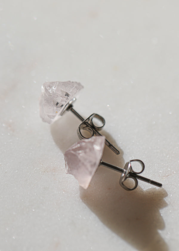Rock Stud Rose Quartz Earring (single)