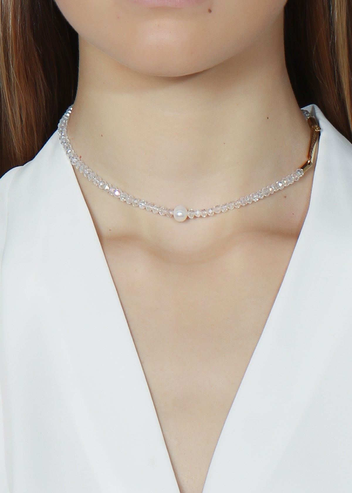 Soul Sparkle choker, clear white - Rocking Vibe